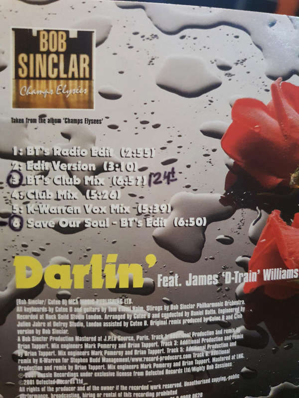 Bob Sinclar Feat. James "D-train" Williams  Darlin CD Single