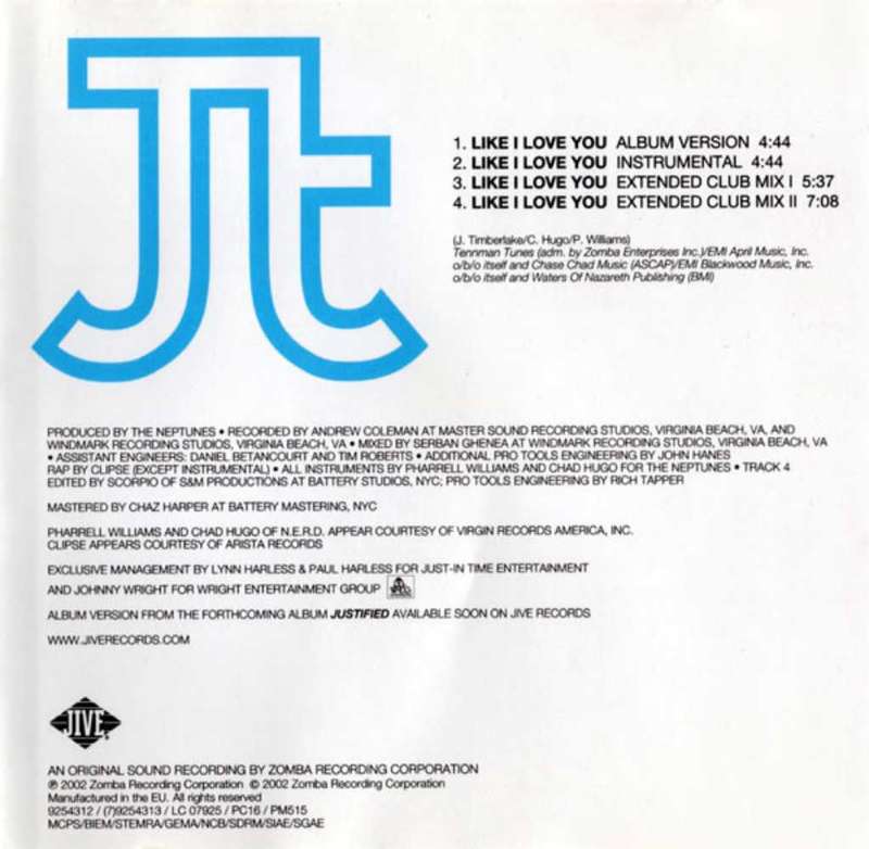 Justin Timberlake  Like I Love You CD single