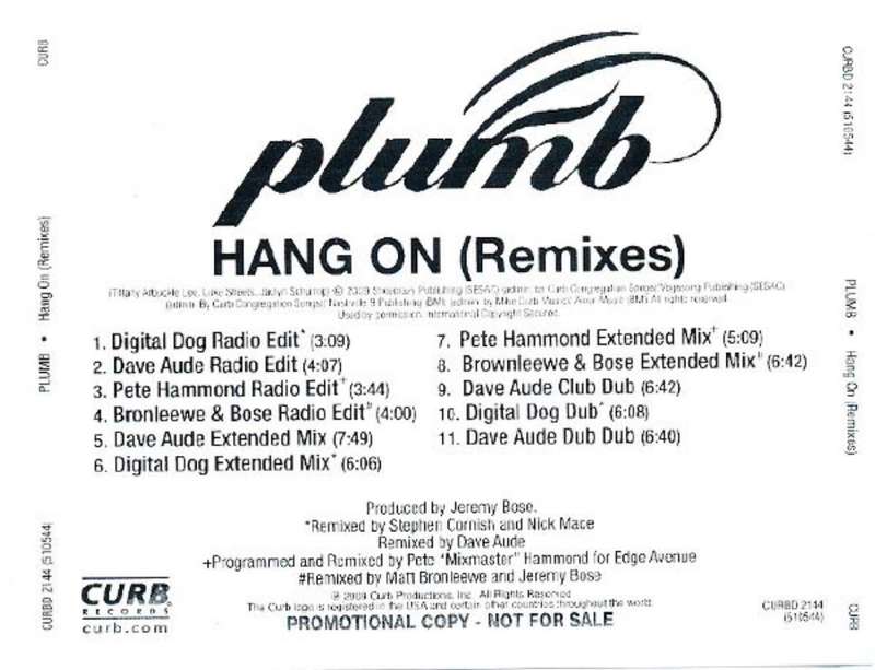 Plumb  Hang On  (Remixes Cd) Promo copy - Rare