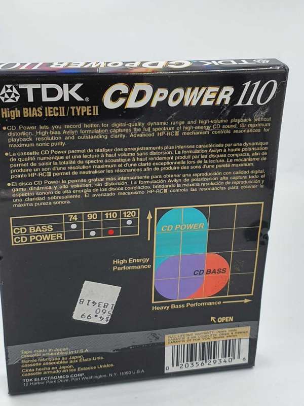 TDK CD Power 110 Cassette, 2pk High Bias Audio Cassette Tapes