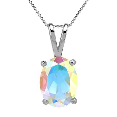 Sterling silver pendant with chain - MOONGLOW / MERCURY MIST TOPAZ