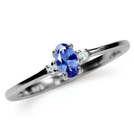 Sterling silver ring - TANZANITE & TOPAZ (size 5 / J half)