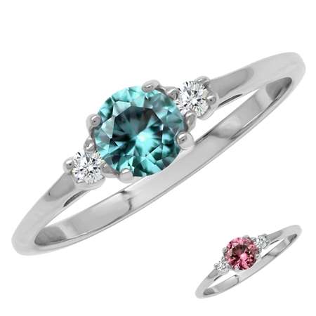 Sterling silver ring - Created ALEXANDRITE & CUBIC ZIRCONIA (size 6 / M)
