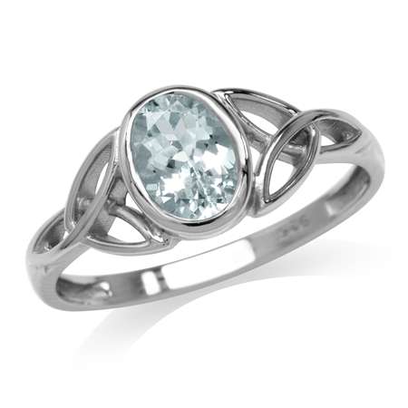 Sterling silver ring - AQUAMARINE (size 9 / R half)