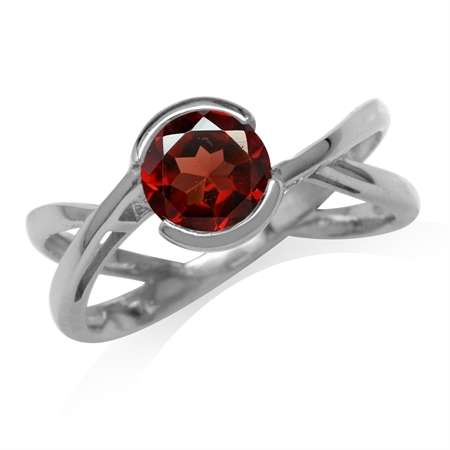 Sterling silver ring - GARNET (size 7.5 / P)