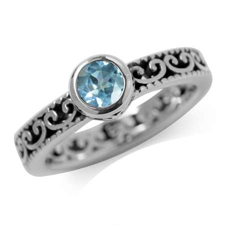 Sterling silver ring - BLUE TOPAZ (size 7 / O)