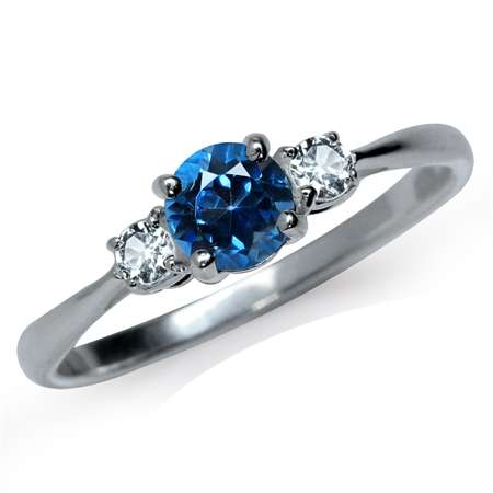 Sterling silver ring - LONDON BLUE & WHITE TOPAZ (size 7.5 / P)