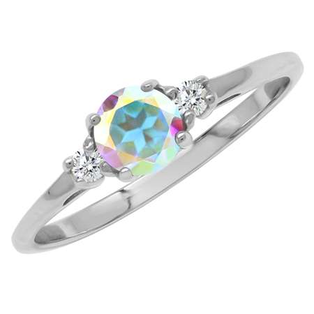 Sterling silver ring - MOONGLOW / MERCURY MIST TOPAZ & CUBIC ZIRCONIA (size 6 / M)