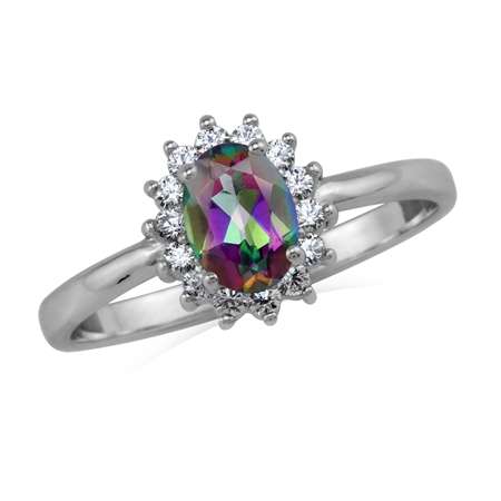 Sterling silver ring - MYSTIC TOPAZ & CUBIC ZIRCONIA (size 7 / O)
