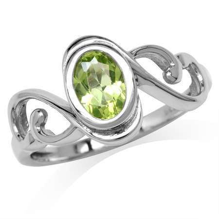 Sterling silver ring - PERIDOT (size 7.5 / P)