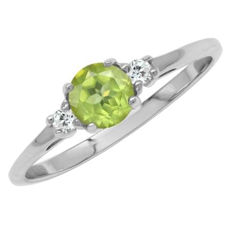 Sterling silver ring - PERIDOT & WHITE TOPAZ (size 6 / M)