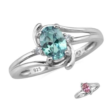 Sterling silver ring - Created ALEXANDRITE & CUBIC ZIRCONIA (size 6 / M)