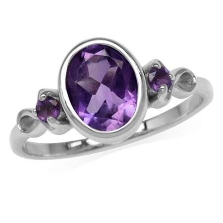 Sterling silver ring - AMETHYST (size 9.5 / S half)