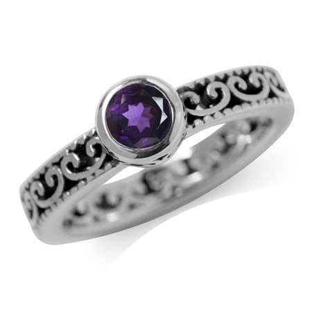 Sterling silver ring - AMETHYST (size 9 / R half)