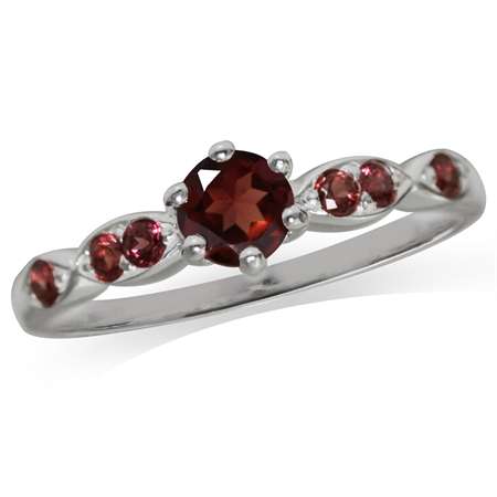 Sterling silver ring - GARNET (size 5.5 / L)