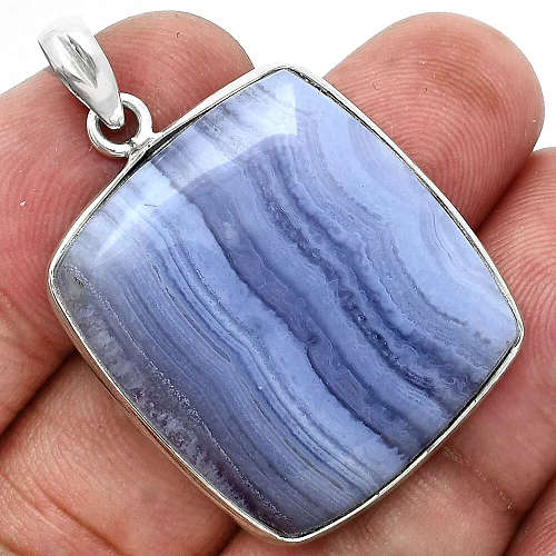Sterling silver pendant - BLUE LACE AGATE
