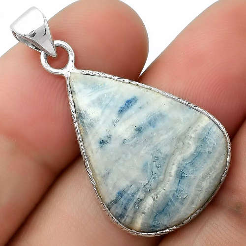 Sterling silver pendant - RARE BLUE SCHEELITE (Turkey)