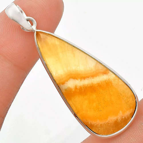Sterling silver pendant - HONEY ARAGONITE