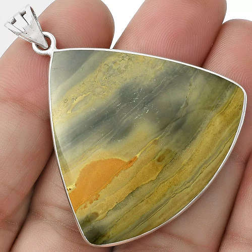 Sterling silver pendant - POLYCHROME JASPER
