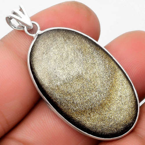 Sterling silver pendant - SHEEN OBSIDIAN