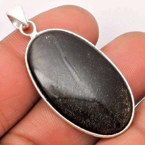 Sterling silver pendant - SHEEN OBSIDIAN