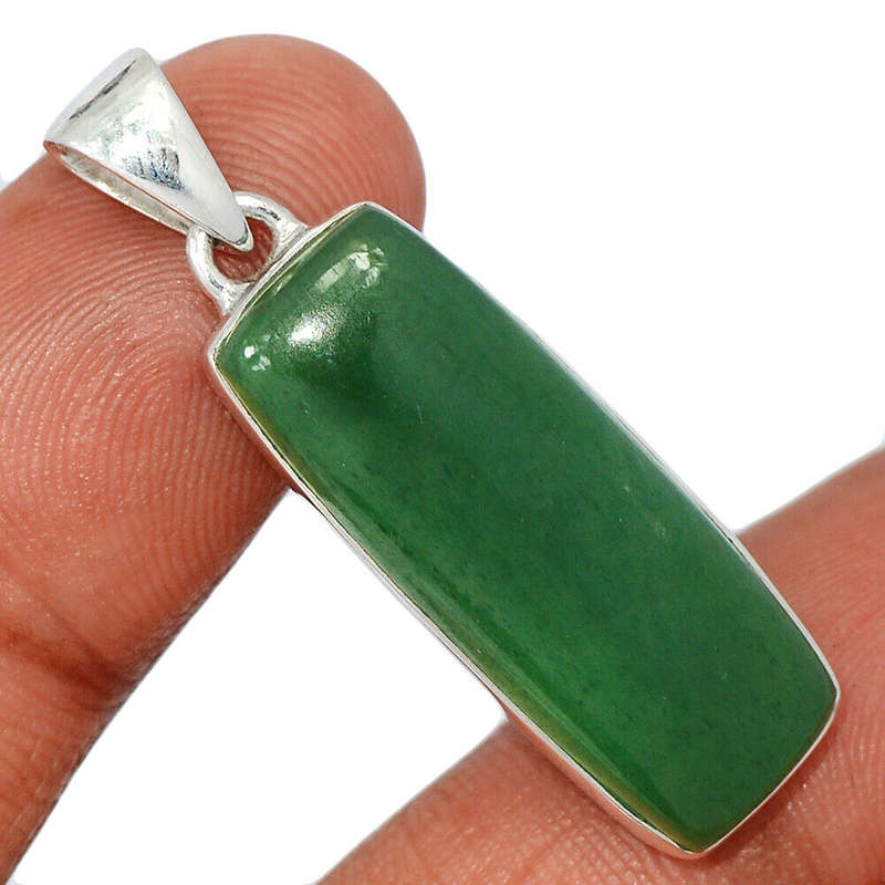 Sterling silver pendant - NEPHRITE JADE