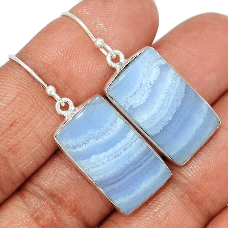 Sterling silver earrings - BLUE LACE AGATE