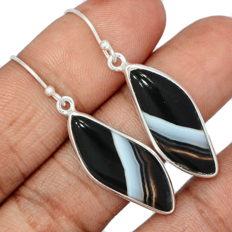 Sterling silver earrings - BOTSWANA AGATE