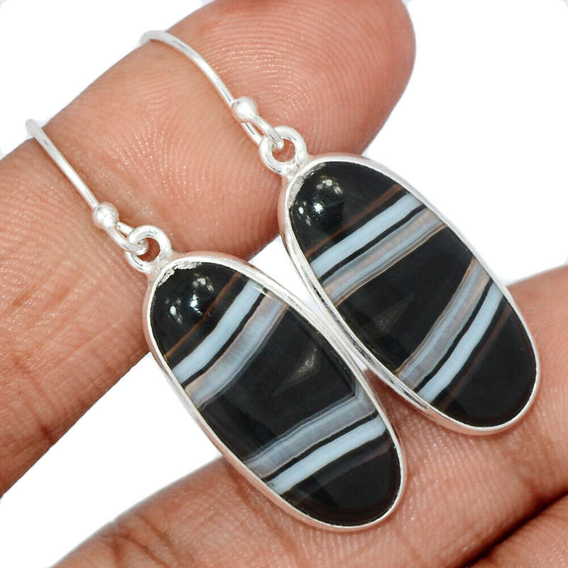 Sterling silver earrings - BOTSWANA AGATE