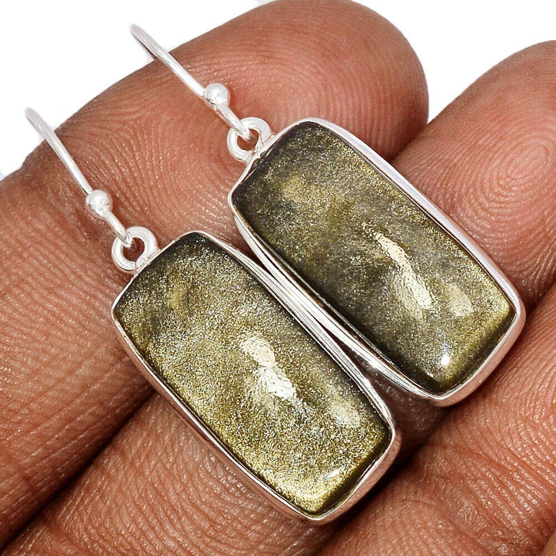 Sterling silver earrings - GOLDSHEEN OBSIDIAN