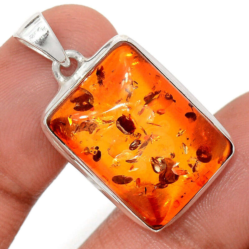 Sterling silver pendant - AMBER