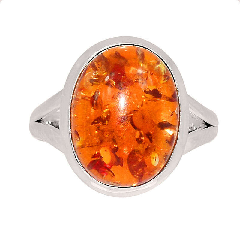 Sterling silver ring - AMBER (size 10 / T half)