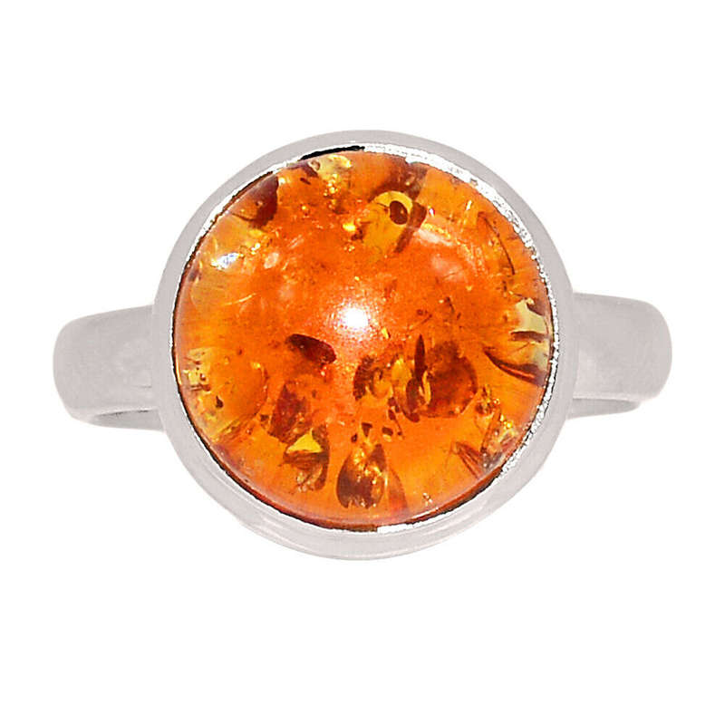 Sterling silver ring - AMBER (size 9.5 / S half)