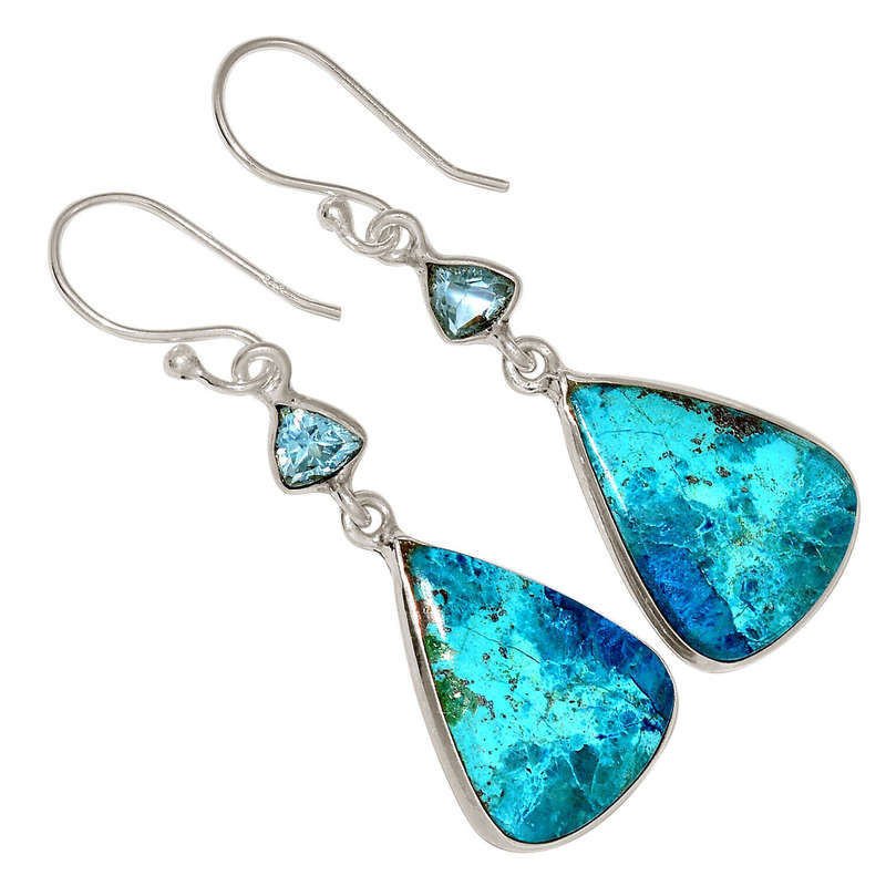 Sterling silver earrings - SHADOWKITE (supposedly from Table Mountain) and BLUE TOPAZ