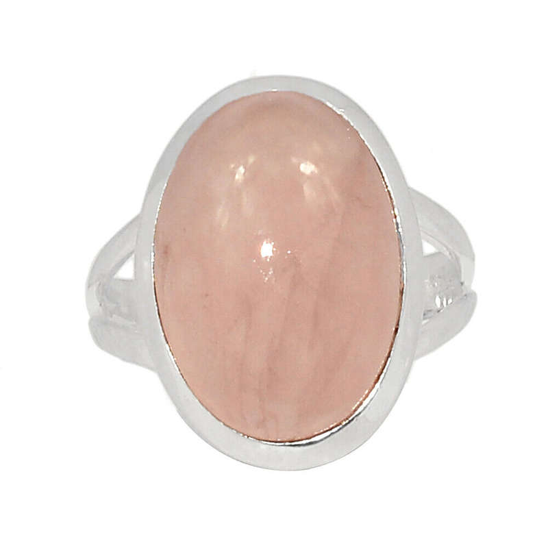 Sterling silver ring - ROSE QUARTZ (size 9 / R half)
