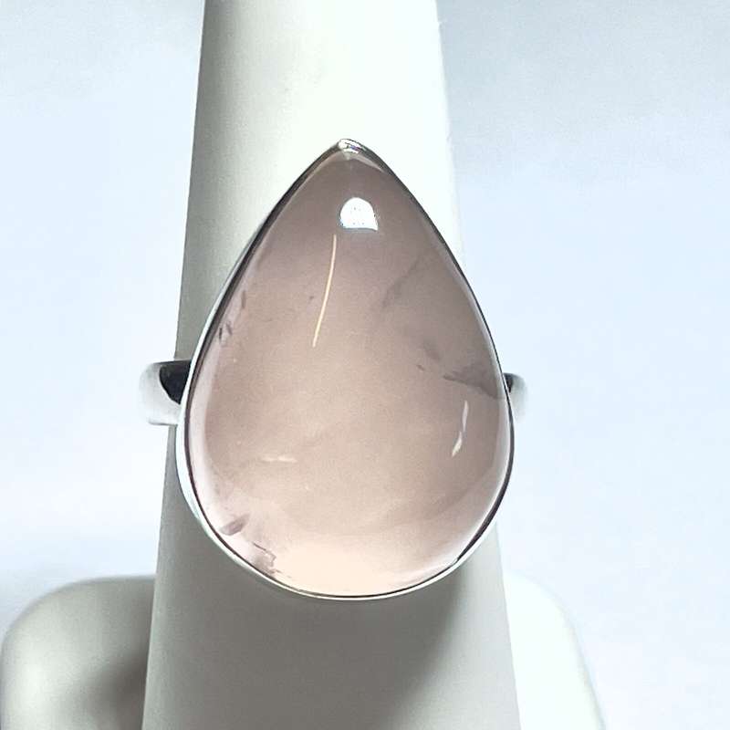 Sterling silver ring - ROSE QUARTZ (size 8 / Q)