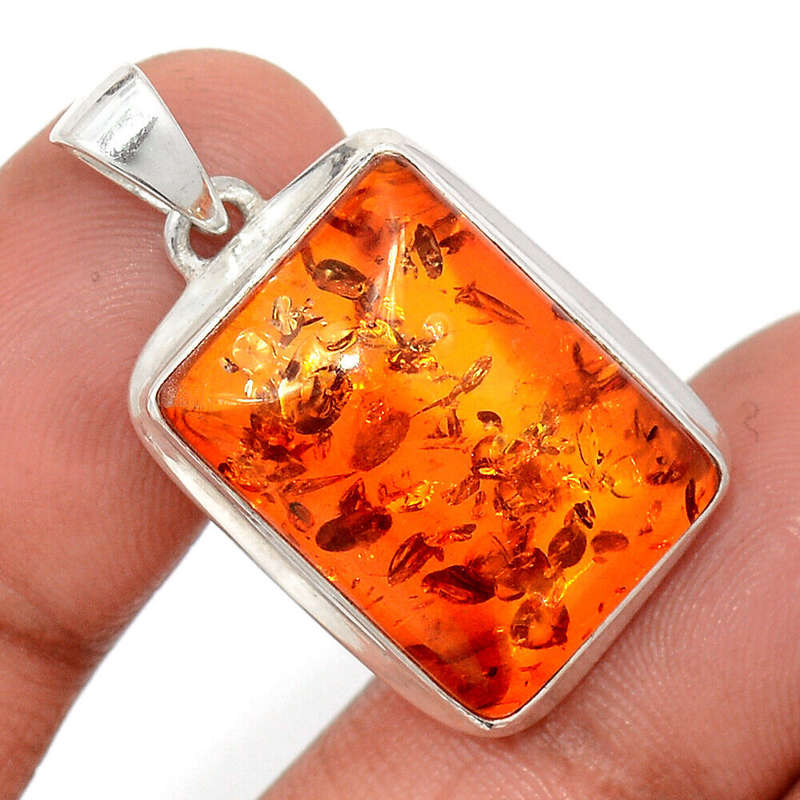 Sterling silver pendant - AMBER