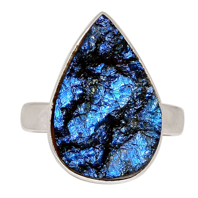 Sterling silver ring - Raw LABRADORITE (size 6 / M)