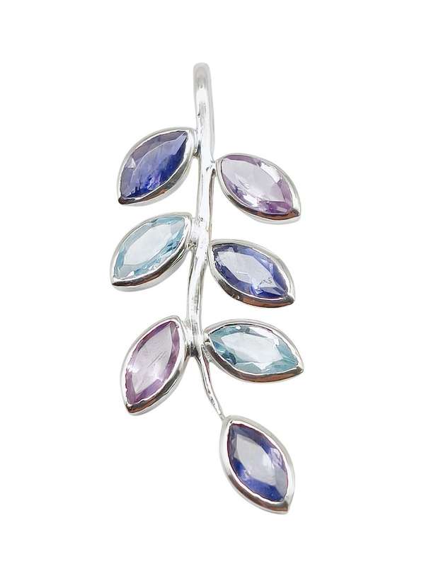 Sterling silver pendant - AMETHYST, IOLITE & BLUE TOPAZ