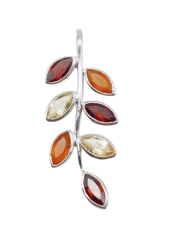Sterling silver pendant - CARNELIAN, CITRINE & GARNET