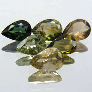 GREEN BROWN TOURMALINE pears - sold individually