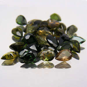 GREEN BROWN TOURMALINE pears - sold individually