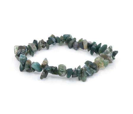 Natural chipstrand bracelet - GREEN MOSS AGATE