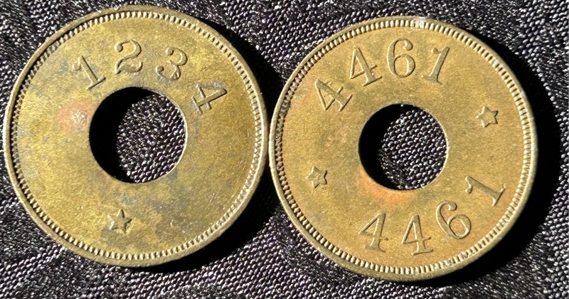 HUT TAX TOKENS 1234 (scares) and 4461  SOUTH AFRICA 1900