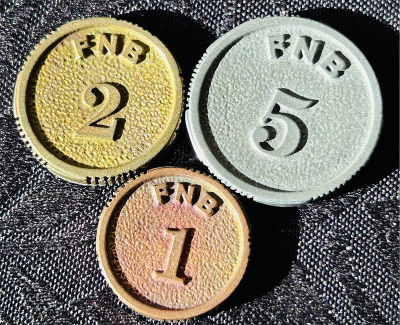 3 x FNB Commemorative Tokens 1838 FNB 5; 1838 FNB 2 and 1838 FNB 1  (Full set)