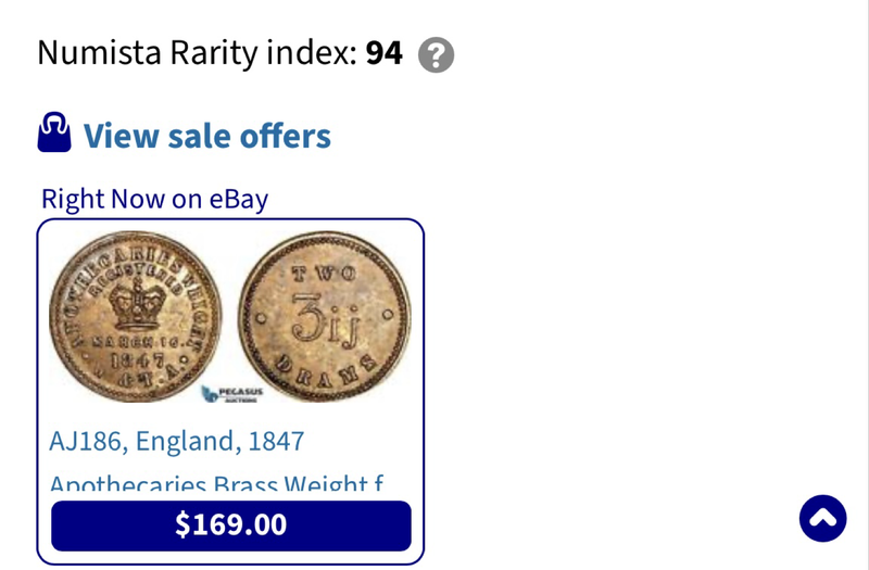 1847 - 2 Drams Apothecar TOKEN REGISTERED MARCH 16, 1847 SCARES