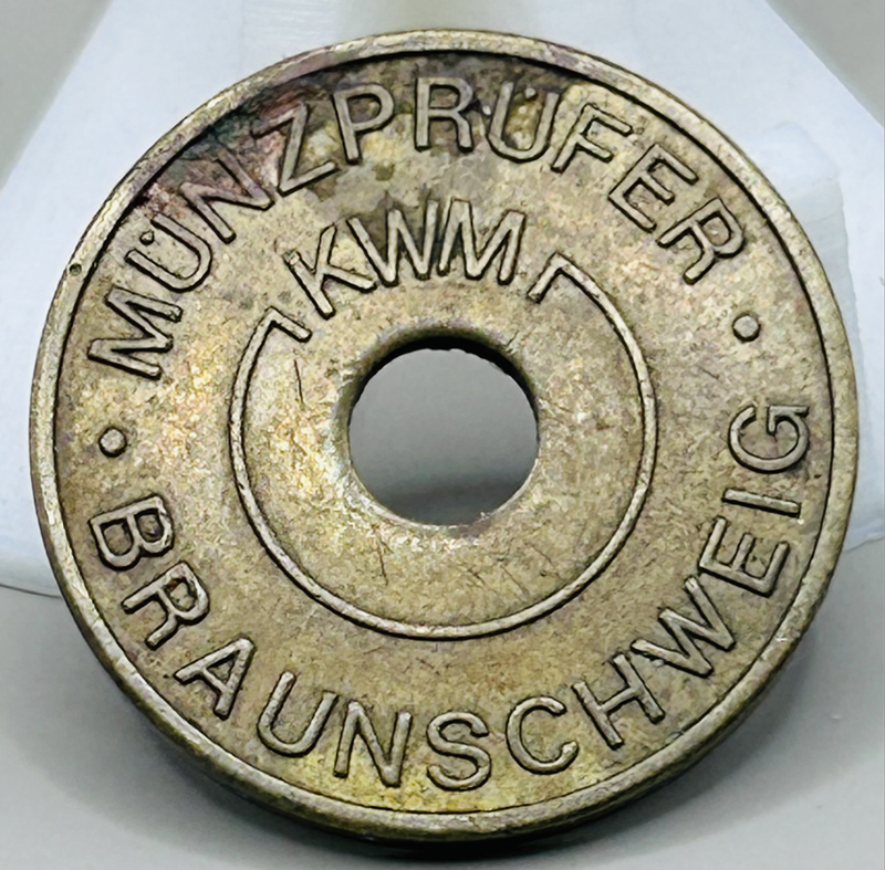 German KWM token - Karl W. Müller / Münzprüfer KWM Braunschweig transport token