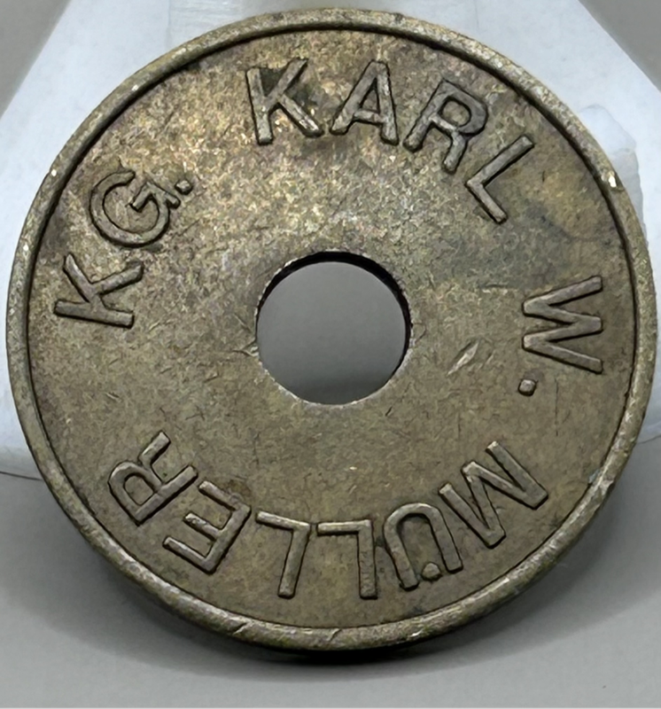 German KWM token - Karl W. Müller / Münzprüfer KWM Braunschweig transport token