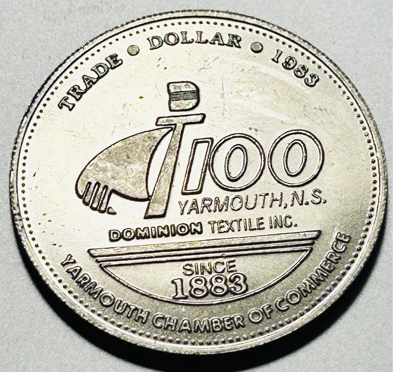 FANTASTIC HISTORICAL RARE 150TH  ANNIVERSARY YARMOUTH FIRE DEPT DOLLAR, 1987 TOKEN