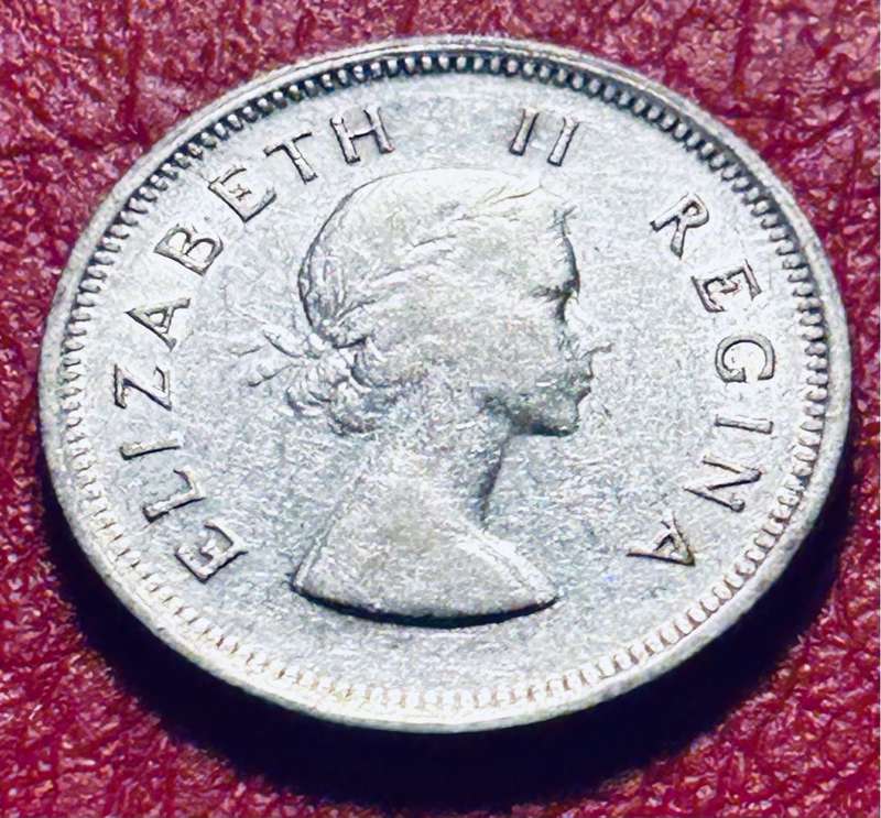 1955 South Africa one Shilling silver coin